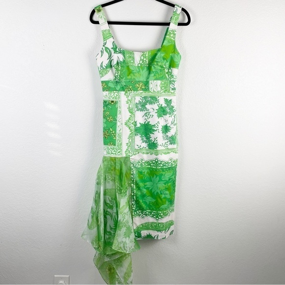 Silvia Tcherassi Agnetha Dress in Green Bandana Midi Cocktail Party Summer - Picture 2 of 10